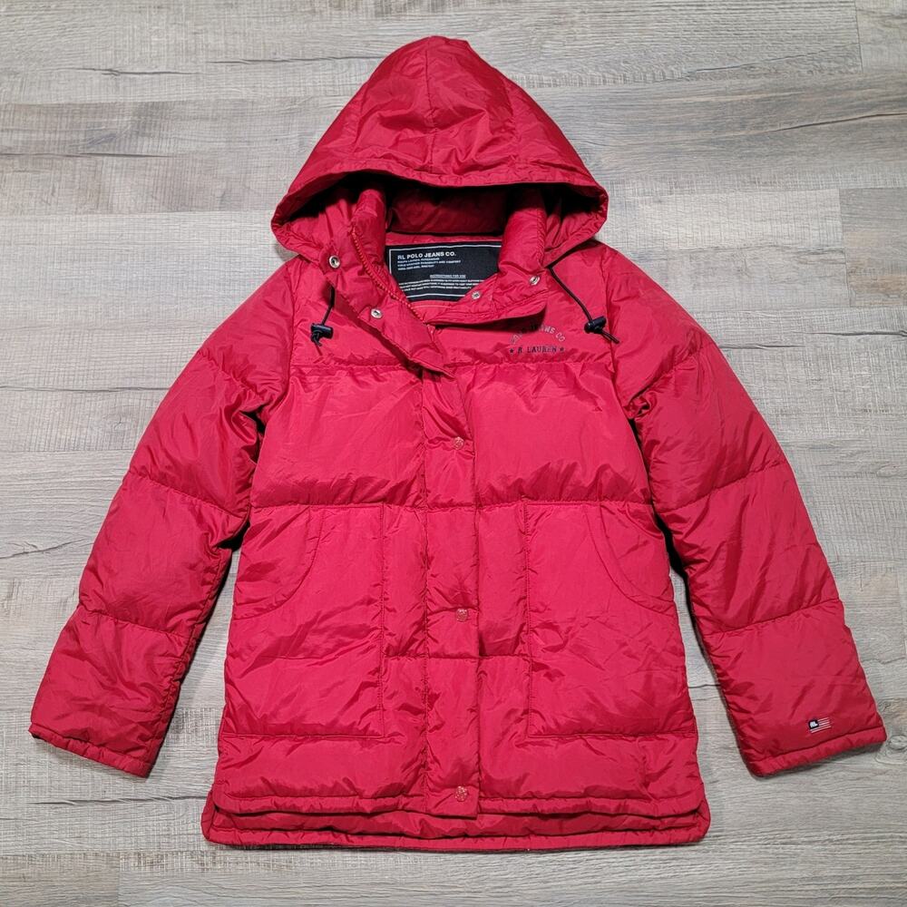 Ralph Lauren Polo Jeans Co Y2K Down Waterfowl Filled Quilted Jacket Hooded Small